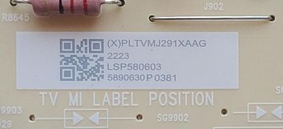 FUENTE PARA TV VIZIO  / NUMERO DE PARTE PLTVMJ291XAAG / 715G9165-P02-002-003M / LSP580603 / A2206501479 / PANEL TPT580WR-U1T01.D REV:S01C / MODELO V585-J01 / V585-J01 LMXHE9KY  - Imagen 2